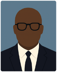 Ilustração digital minimalista em estilo flat de um homem careca, com expressão séria e uniforme de polícia, inspirado em Captain Holt da série Brooklyn Nine-Nine, sobre fundo neutro.